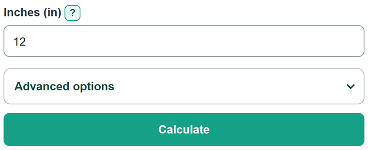 Example inputs for Inches to Feet Converter