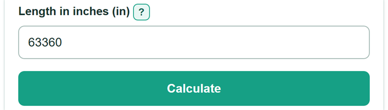 Example inputs for Inches to Miles Converter