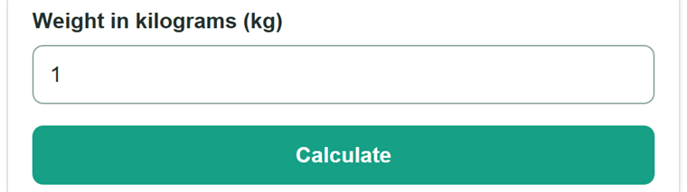 Example inputs for Kilograms to Grams Converter