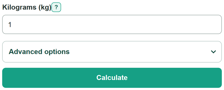 Example inputs for Kilograms to Ounces Converter