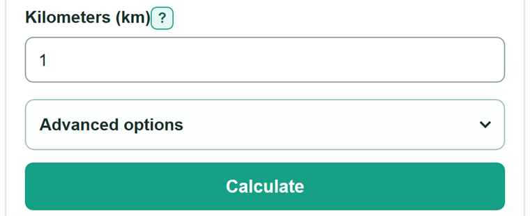 Example inputs for Kilometers to Feet Converter
