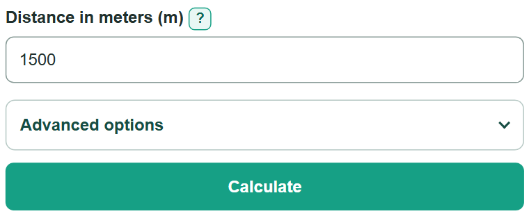 Example inputs for Meters to Kilometers Converter