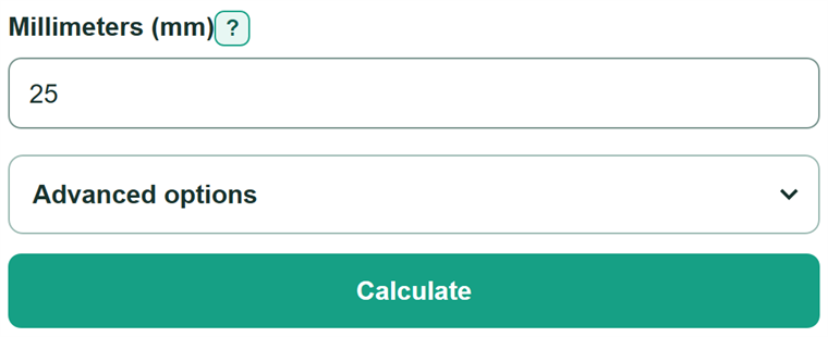Example inputs for Millimeters to Centimeters Converter
