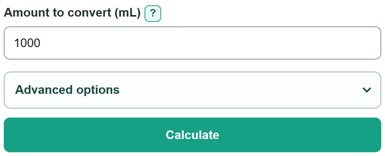 Example inputs for mL to Quarts Converter