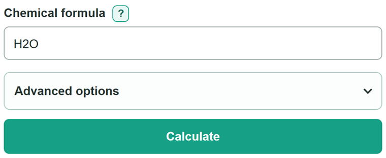 Example inputs for Molar Mass Calculator