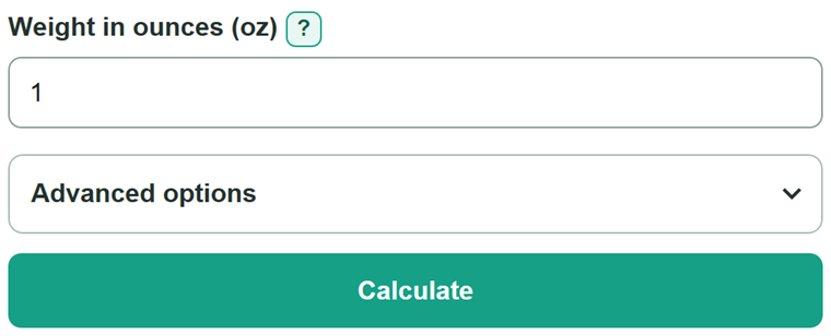 Example inputs for Ounces to Tons Converter