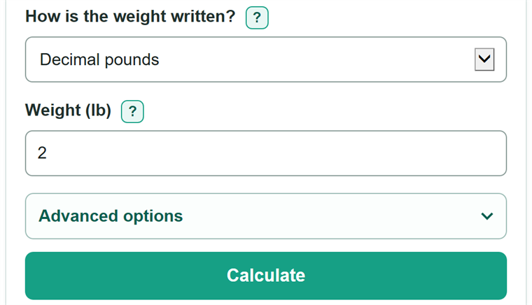 Example inputs for Pounds to Grams Converter