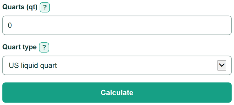 Example inputs for Quarts to Cubic Feet Converter