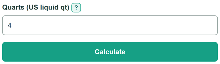 Example inputs for Quarts to Gallons Converter