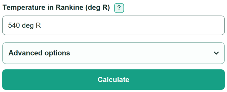 Example inputs for Rankine to Kelvin Converter