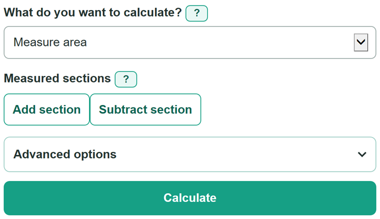 Example inputs for Square Footage Calculator