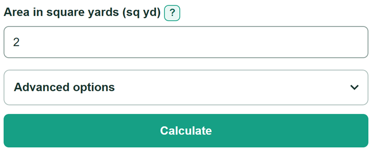 Example inputs for Square Yards to Square Feet Converter