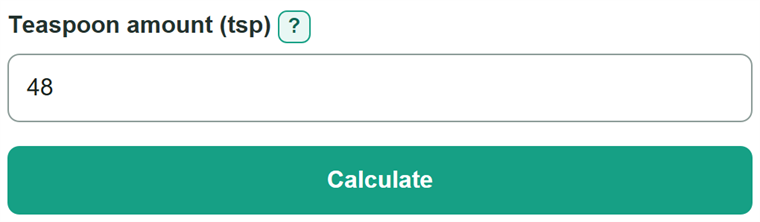 Example inputs for Teaspoons to Cups Converter