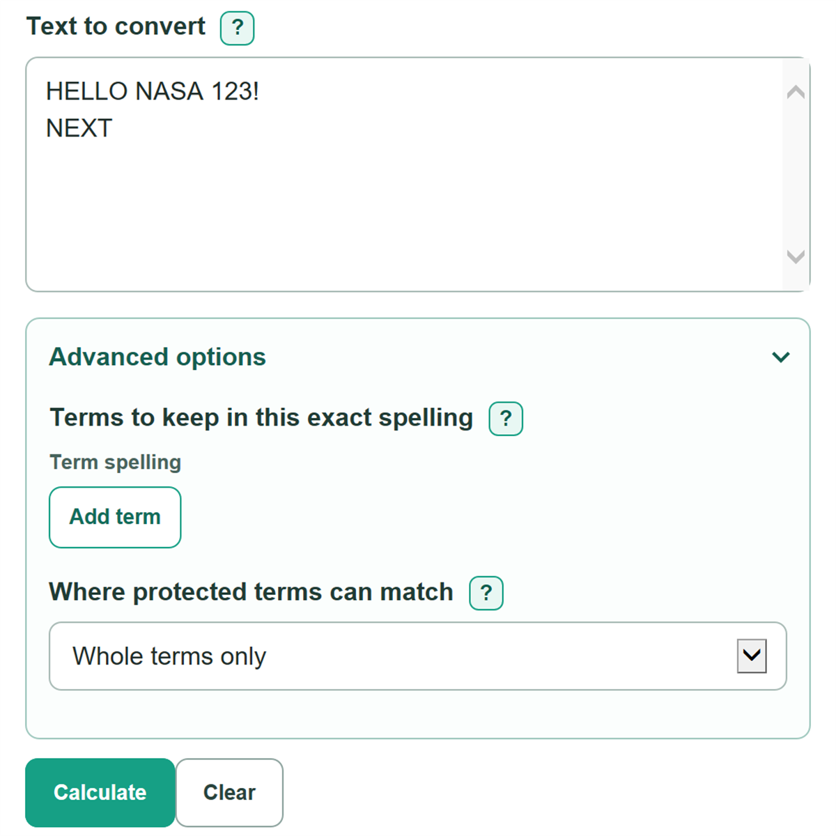 Example inputs for Uppercase to Lowercase Converter