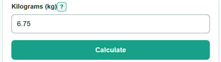 Example inputs for Kilograms to Milligrams Converter